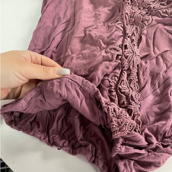 Daytrip Top Womens X Small Pink Lace V‎ Neck Faux Wrap Boho Bell Sleeve Blouse - Picture 7 of 7